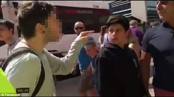 A 'yes' voter (pictured) was caught on film in Chatswood in Sydney's north racially abusing 'no' campaigners