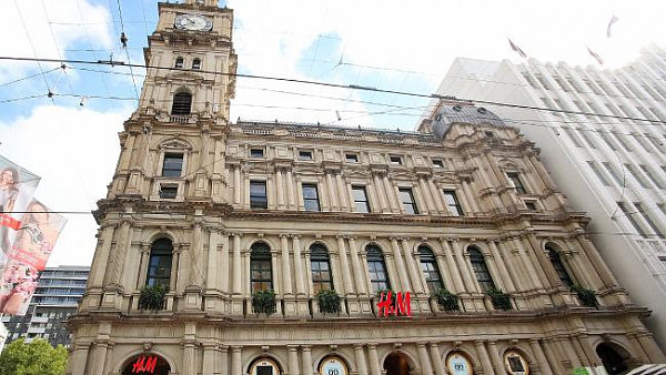 H & M’s flagship Australian store in the GPO Building on Melbourne’s Bourke St. Picture: Graham Denholm/Getty Images.
