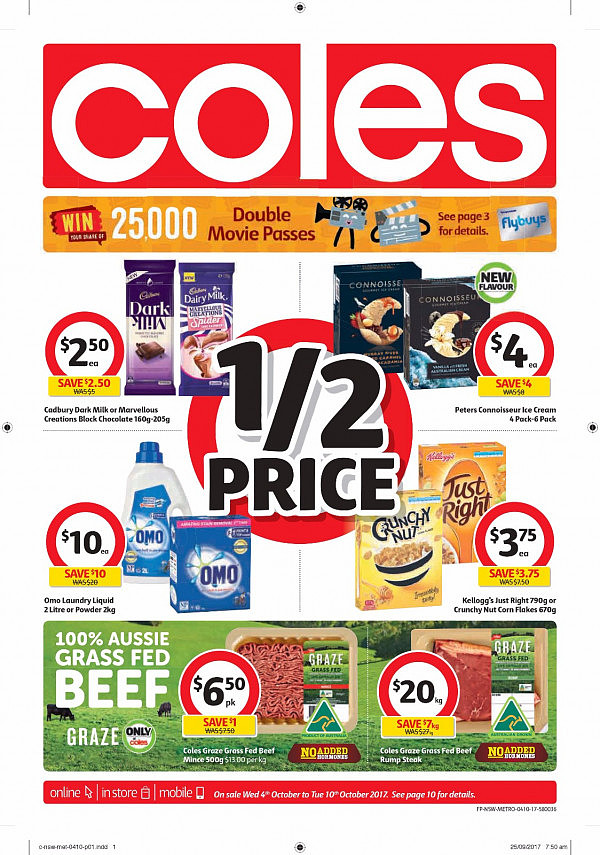 Coles 10月3日至10日特价集锦 酸奶鱼油洗衣粉半价！ - 1