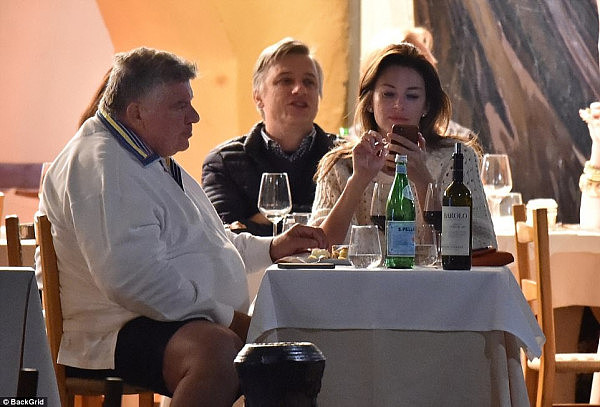 They were later seen enjoying dinner and a glass of wine in Portofino