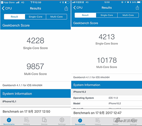 iPhone 8和8 Plus跑分对比