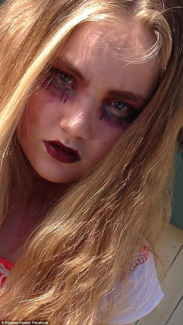 The 13-year-old (pictured posing in costume on Tuesday) was trick-or-treating in Blackalls Park on the NSW Central Coast and didn't find the drugs until she got home