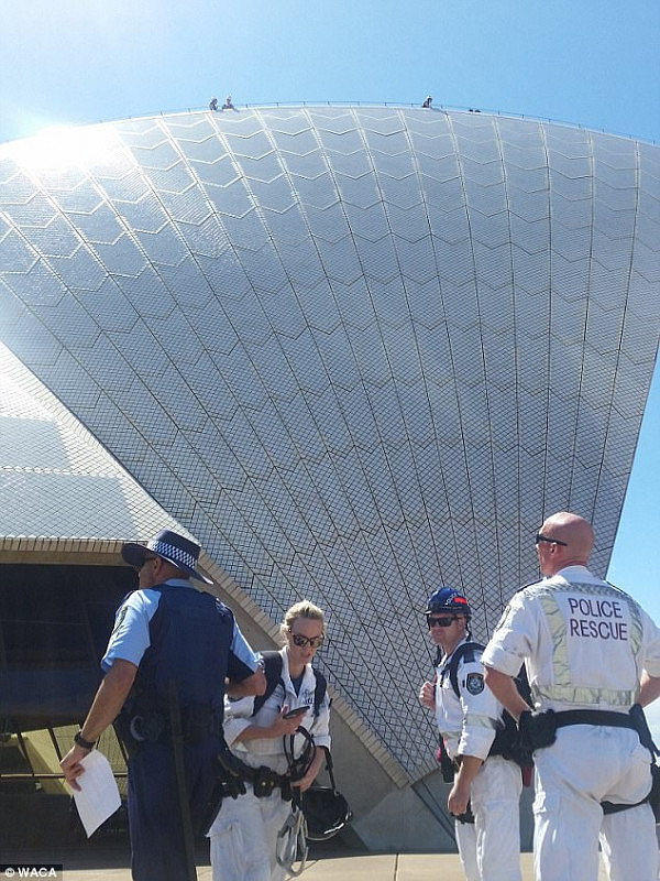 爬上悉尼歌剧院“扯大旗”！5名激进分子因抗议马努斯岛难民问题被捕！ - 3