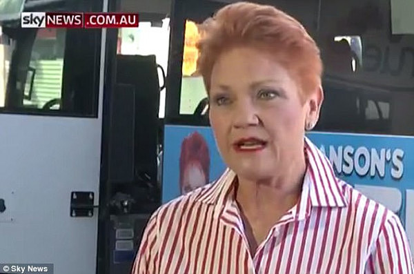 Senator Hanson (pictured in Rockhampton) refused to condemn the racist attack saying: 'I think he's just using this to get publicity, I've got absolutely no time for him whatsoever' 