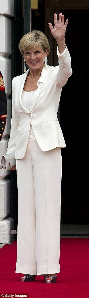 When it comes to political meetings and speeches, Ms Bishop has not been one to shy away from the power of an all-white suit