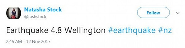 Wellington residents took to Twitter after the rude awakening