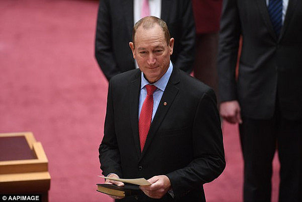 Fraser Anning (pictured) has sensationally quit One Nation before taking his place in the Senate, abandoning the party to sit as an independent