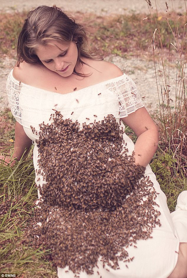 一位妈妈与2万只蜜蜂拍了一组独特孕照，结果悲剧了，孩子胎死腹中.... - 3
