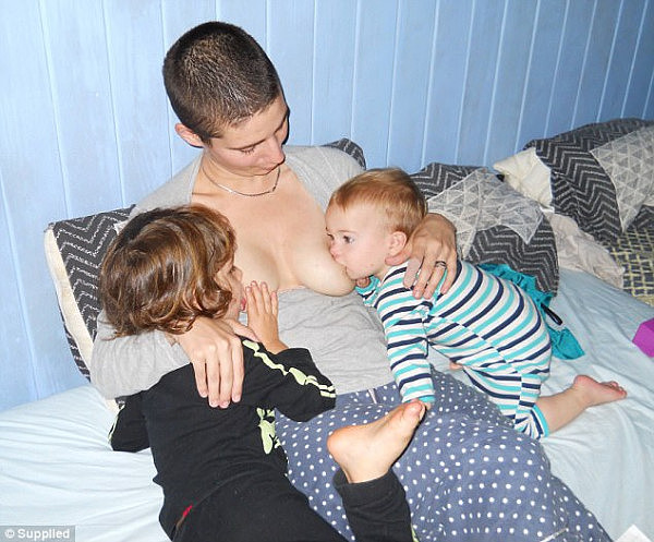 Brisbane mother Adrienne Gaha-Morris (pictured) believes in breastfeeding children until they're older infants
