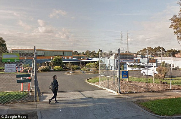 The report led to St Albans Primary School (pictured) in northwest Melbourne being locked down just after 2pm on Friday