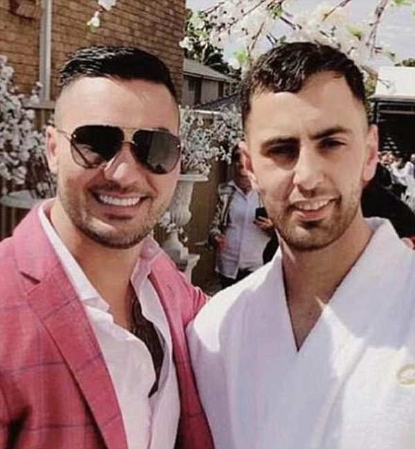 Former Auburn deputy mayor Salim Mehajer is pictured here with his friend Ahmed Jaghbir on the latter's wedding day