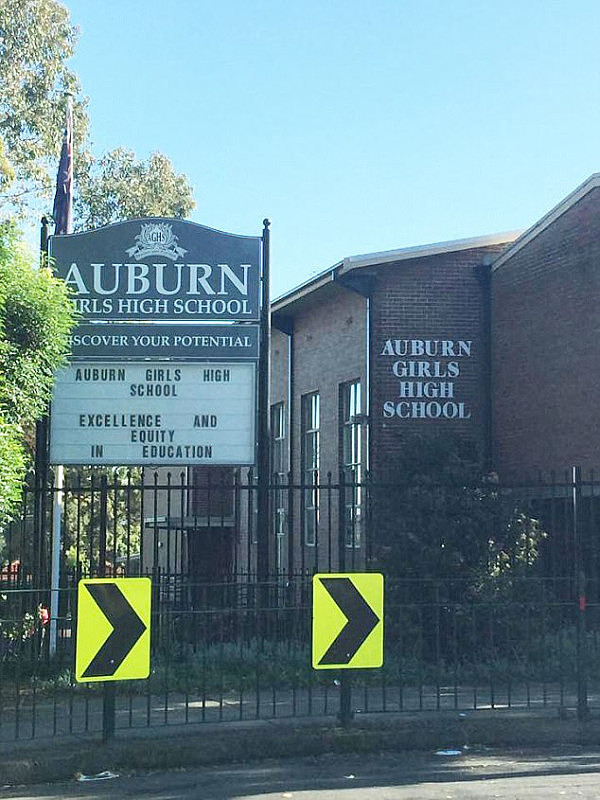 The searches are believed to be related to an armed robbery at Auburn Girls' High School (pictured) in October