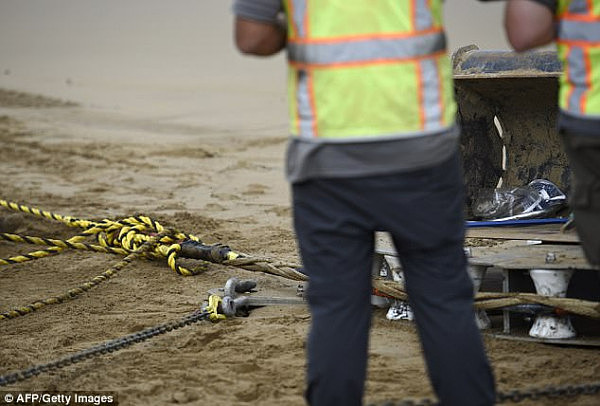 Internet users are now facing the prospect of slow speeds for weeks, and no time-frame has been given for when repairs might be completed (pictured are workers laying an undersea internet cable in Spain)