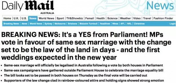多数票通过！澳洲同性婚姻今天正式合法化！最早1月8日可注册结婚！这是澳洲历史性一刻！现场人们相拥欢呼到炸裂！ - 1