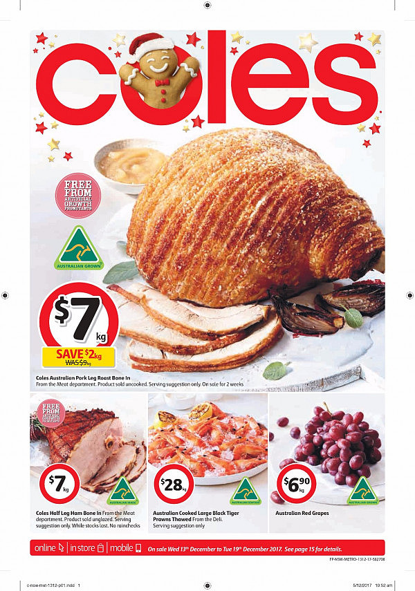 Coles12月13日至19日特价集锦  猪骨猪腿肉大米虾饺葡萄特卖！ - 1