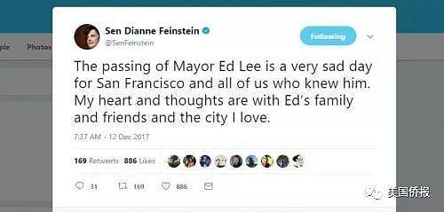 旧金山首位华裔市长李孟贤今晨突发心脏病逝世 市府下半旗哀悼