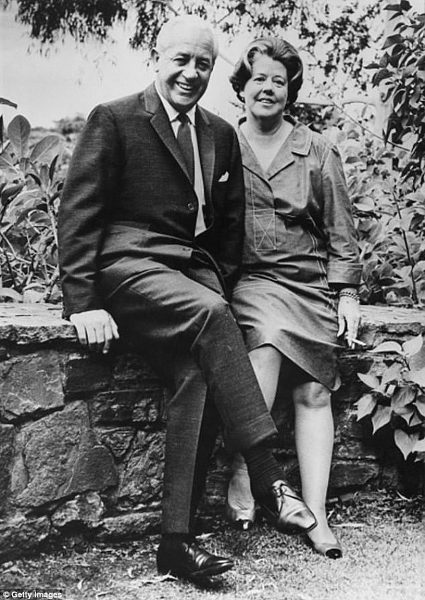 Zara Holt (pictured with her husband Harold Holt in January 1966 a few days before he became prime minister) said the Liberal PM didn't even like Chinese food