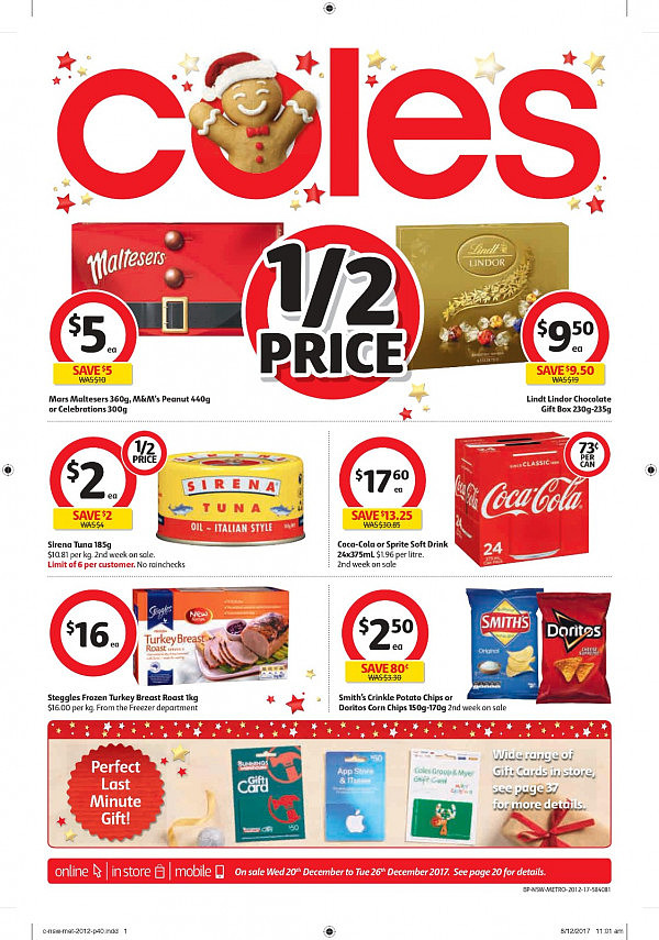 Coles 12月20日至26日特价 圣诞期间大量零食坚果熟食半价！ - 40