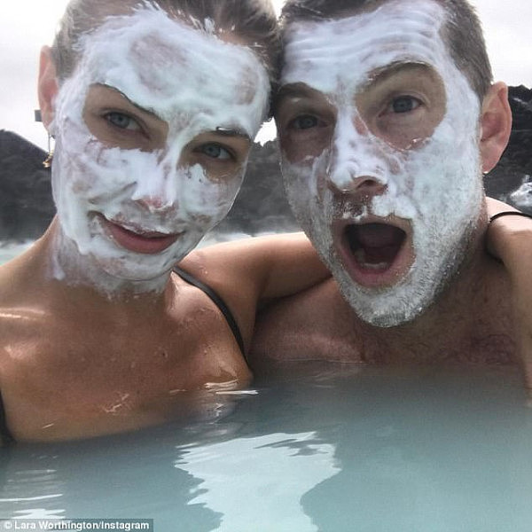 Pampered: July saw the couple enjoy a luxurious spa experience at Blue Lagoon in Iceland