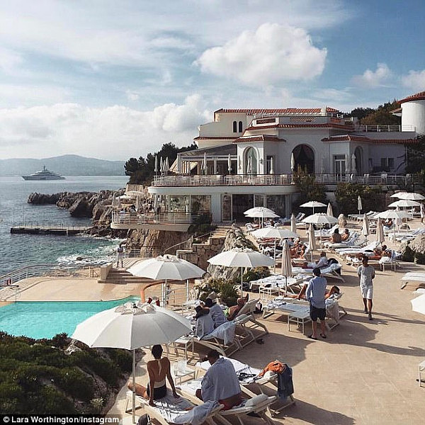 Picture-perfect: And back in May, Lara and Sam treated themselves to a $2,248 per night luxury retreat, at the sprawling 22-acre Hotel du Cap-Eden-Roc, in the South of France. The property has played host to royals, dignitaries and A-listers including Clint Eastwood, Jane Fonda and Antonio Banderas 