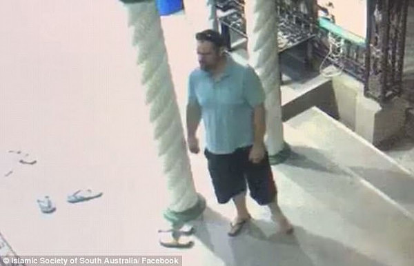 The attack took place on Friday evening when a visitor entered the Marion Mosque in Adelaide's south-west (pictured is the alleged attacker)
