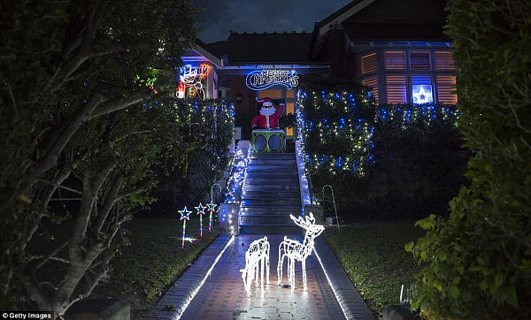 Residents certainly had enough money to spend on sprucing up their homes for Christmas, making the council decorations look shabby in comparison(pictured is a Mosman home)