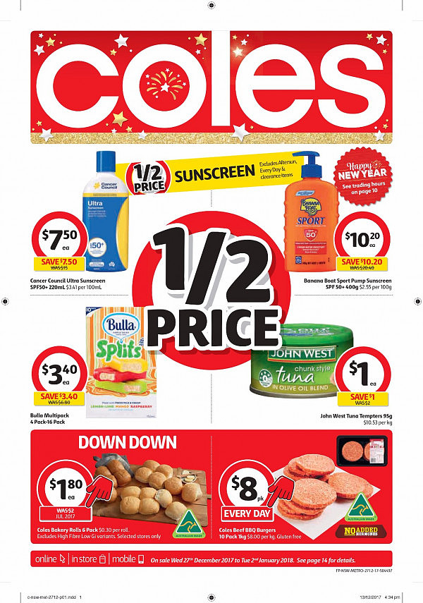 Coles 12月27日至1月2日元旦特辑！鱼排饺子可乐水壶半价！ - 1