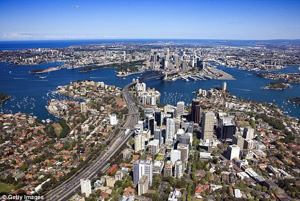 The man drought is a reality city and nationwide, however, with every capital city seeing a shortage of males except Darwin (pictured is an aerial view of North Sydney)