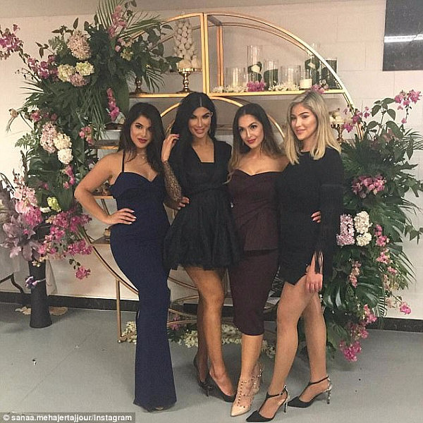 Saana Mehajer, 23, posed with her sisters Kat, Mary, and Fatima who will be three of her nine bridesmaids at her presumably elaborate wedding next year
