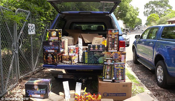 A huge haul of illegal fireworks (pictured) has been seized just days after a man was critically injured after being hit in the face with a cracker