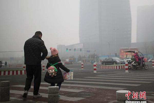 北京空气质量再现重度污染 市民雾霾中出行（组图） - 2