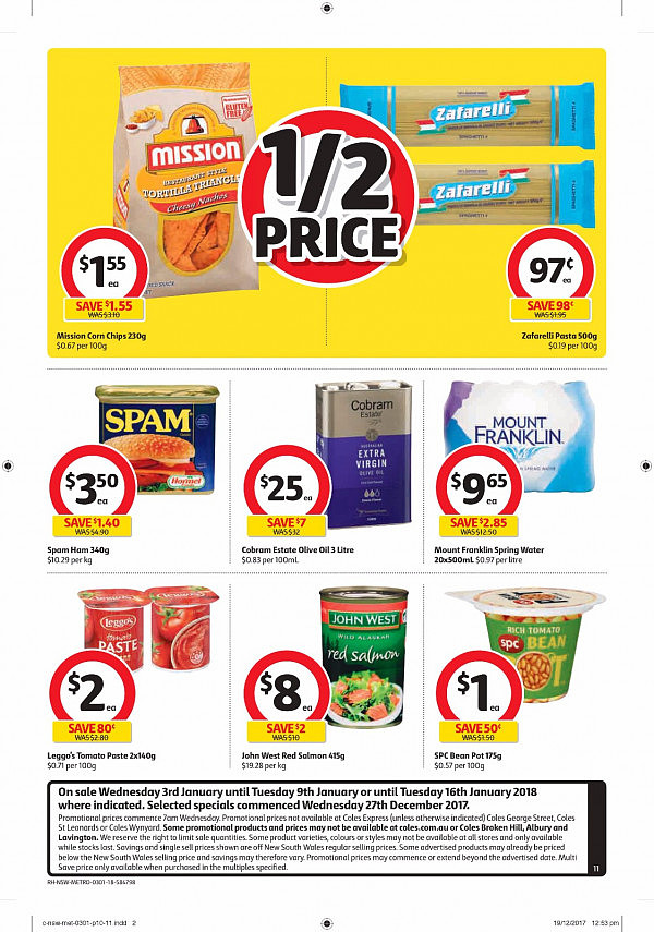 Coles 1月3日至9日新年第一周特价！春卷冰淇淋鱿鱼菜油半价！ - 11