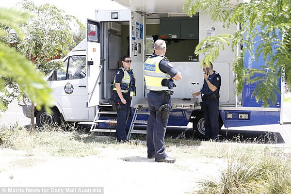 Police and a group of teenage males clash in the housing community of Tarneit (Pictured)