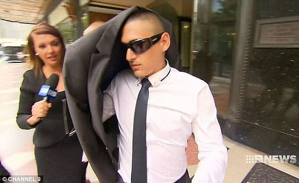 Aydin Agar (pictured on Monday outside of Sydney's Downing Centre) pleaded guilty to stealing private and explicit images off female customers' phones