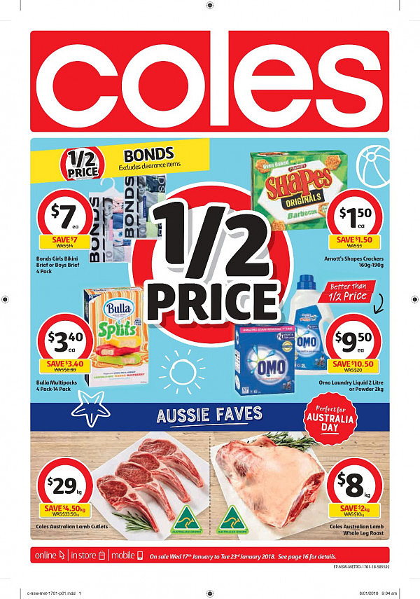 Coles 1月17日至23日特价集锦！制冷箱水饺鱼油纸尿裤全部半价！ - 1