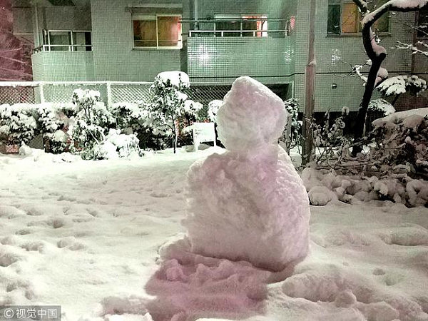 日本东京大雪交通混乱，高中女生光腿短裙雪中行（组图） - 3