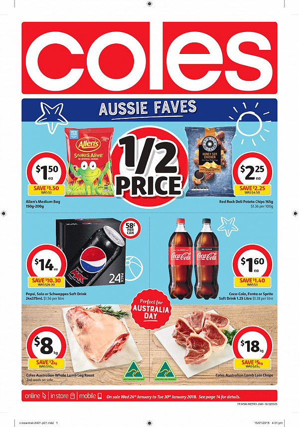 Coles 1月24日至30日特价集锦！菜油大米制冷箱可乐冰淇淋半价！ - 1