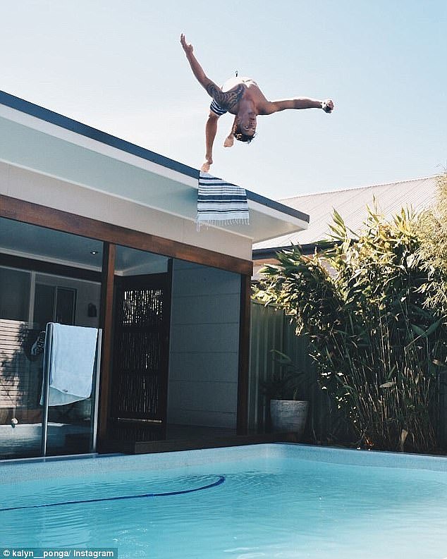 Newcastle Knights recruit Kalyn Ponga has performed a stunning backflip - but thankfully for supporters it wasn't on his multi-million dollar contract