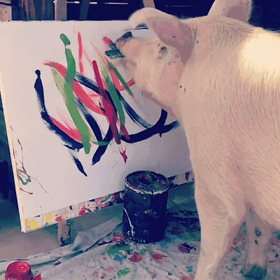 一头猪画画卖100000元，毕加索画不可怕，就怕猪也这样画