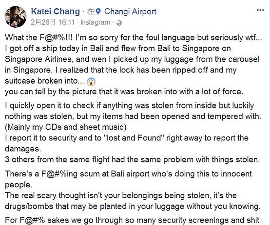 “谁干的”！澳洲亚裔小哥下飞机后找行李！结果懵逼了，锁被撬了，箱子被搜过！（组图） - 6