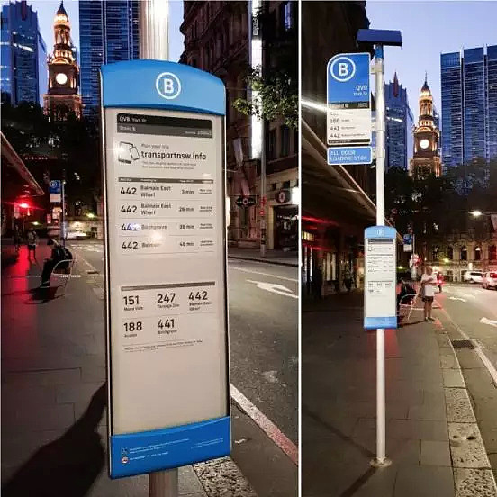 好顶赞！悉尼巴士站牌偷偷变成了电子屏！实时更新公交车信息（图） - 1