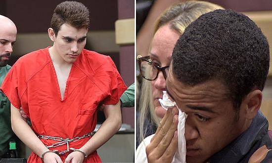 枪击案凶手尼古拉斯（左）和哭泣的扎克利（右） 图自每日邮报