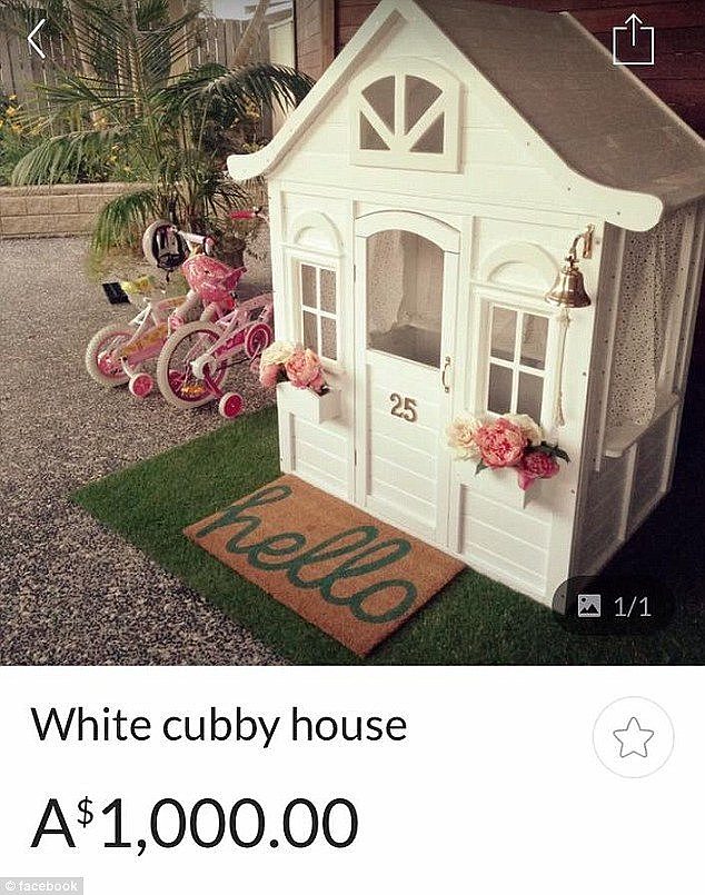 A Kmart cubby house - which originally retailed for $199 - has been spotted on Gumtree for $1,000 (pictured)