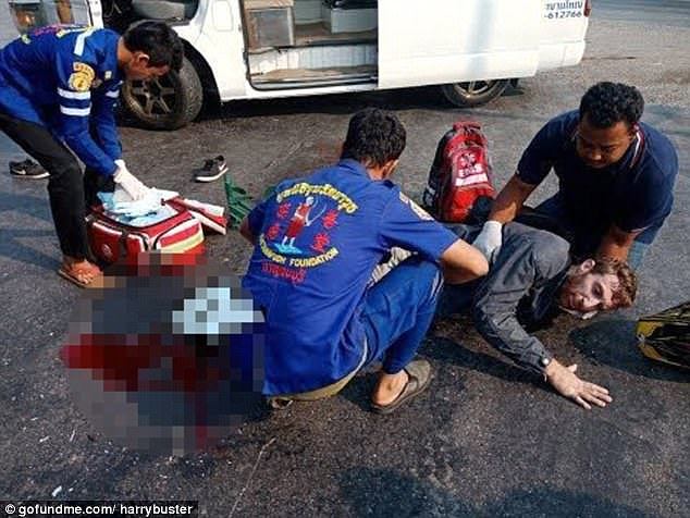 An Australian man has relived the devastating moment he told his friend he had lost his leg after he was dragged under a truck for 15 metres in a horror crash in Thailand