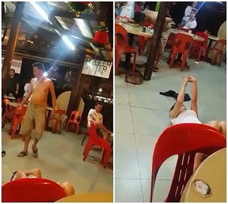 醉酒中国女孩抖胸挑衅邻桌男子，遭掌掴后假摔倒地淡定自拍（视频） - 5