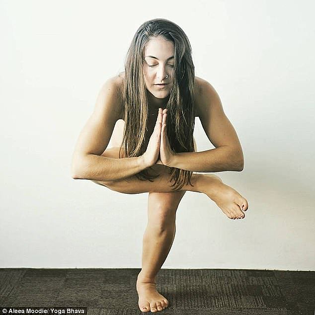 Yoga instructor Aleea Moodie (pictured), who runs Yoga Bhava in Queensland's Toowoomba, has been teaching up to 15 women the practice of nude yoga