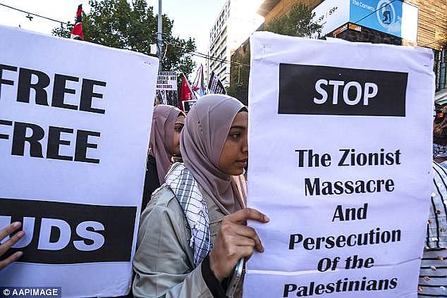 The anti-Israel demonstrators outnumbered the pro-Israel activists, two to one, with about 250 people taking to the street on Saturday