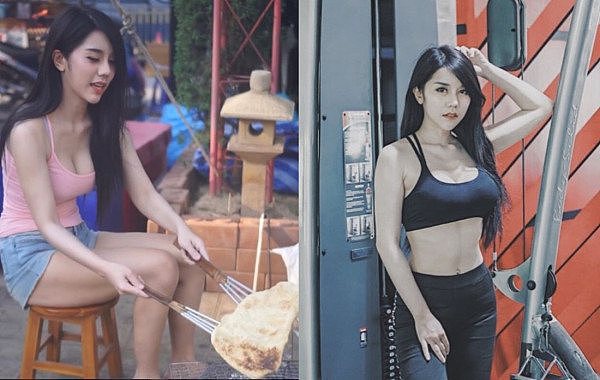 泰国无名女模特改行买烤饼爆红，网友：看着就很好吃（组图） - 1