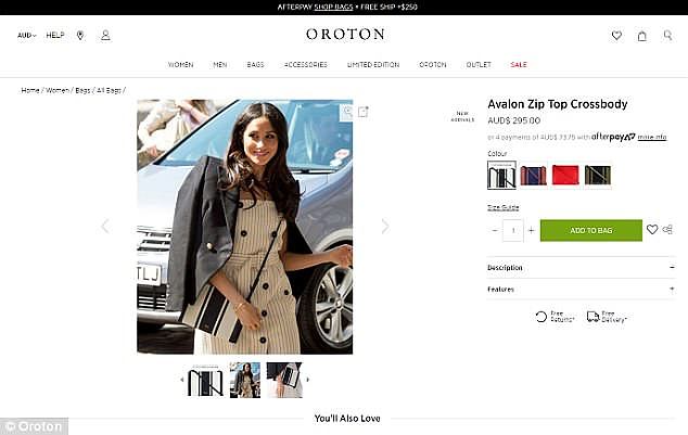 That was quick! The struggling retail brand was soon featuring photos of Meghan wearing the cross-body bag on their online store