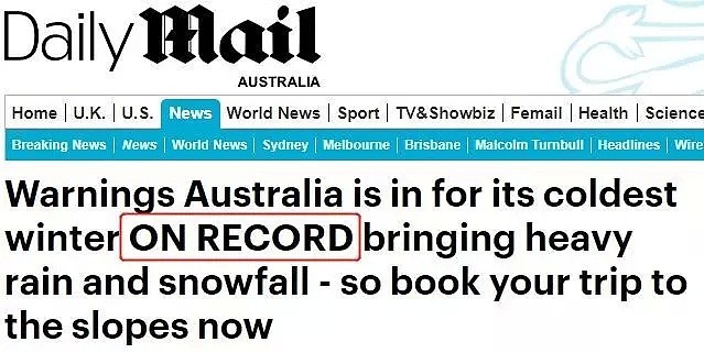 惊悚！“冰川时代”来了？！气象局通知：澳洲将迎来史上最冷冬天…… - 2